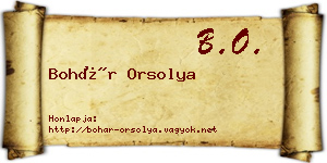 Bohár Orsolya névjegykártya